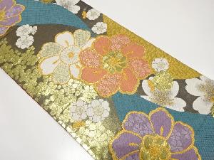 捻り花に八重梅模様織り出し　振袖用袋帯